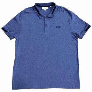 Lacoste Men's Regular Fit Blue Polo Trim Accent Short Sleeve Shirt Size XL